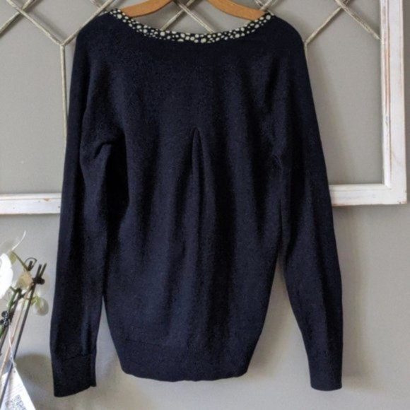 Anthropologie HWR navy blue ruffled cardigan sweater size small - Picture 3 of 7